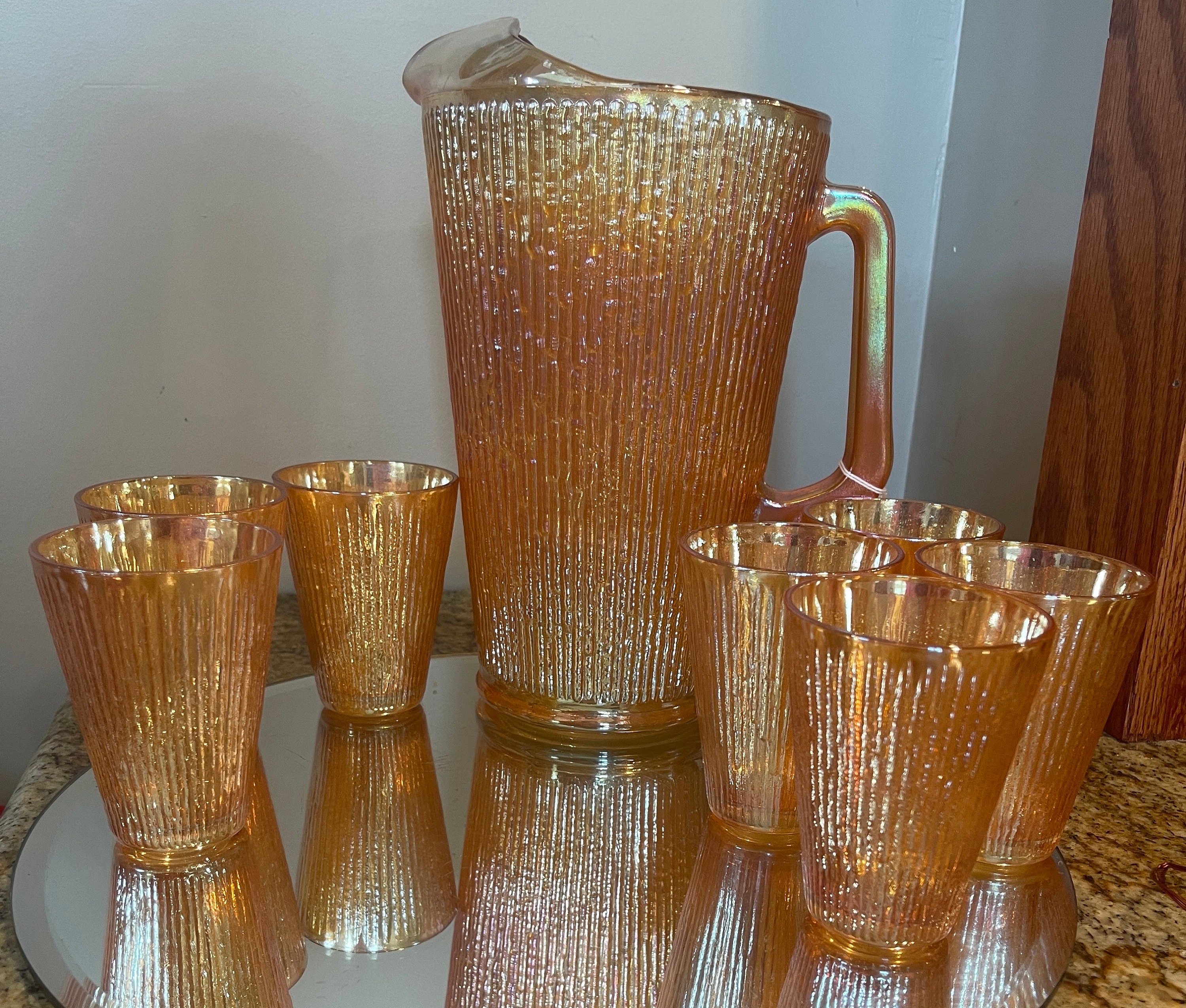 Vintage Jeanette Glass Pitcher and Juice Glasses - Etsy