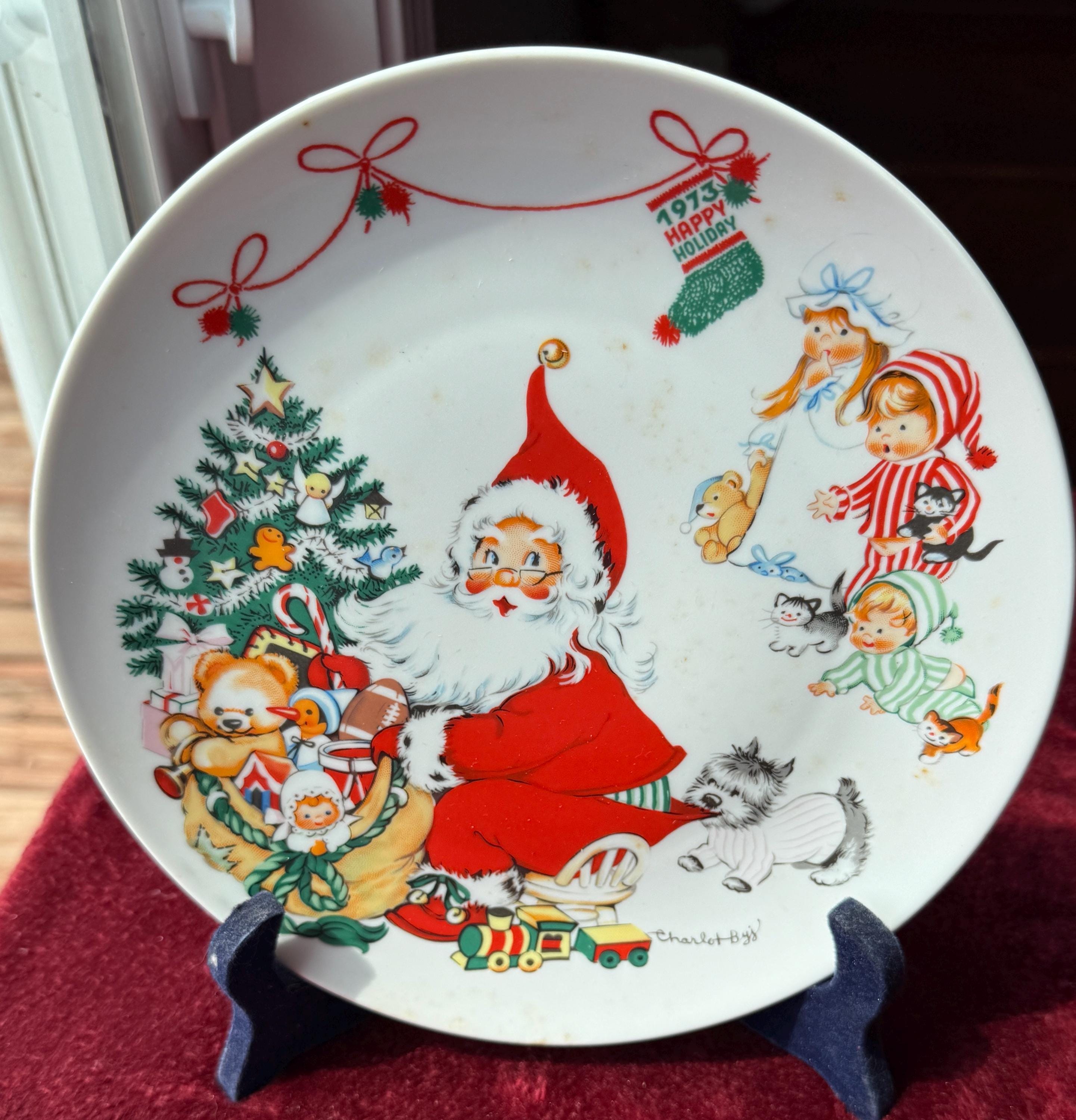 Vintage Santa Plate - Etsy