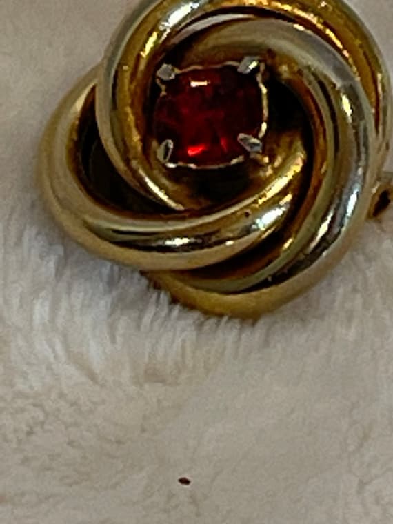 Vintage Gold and Red Stone Pin - image 7