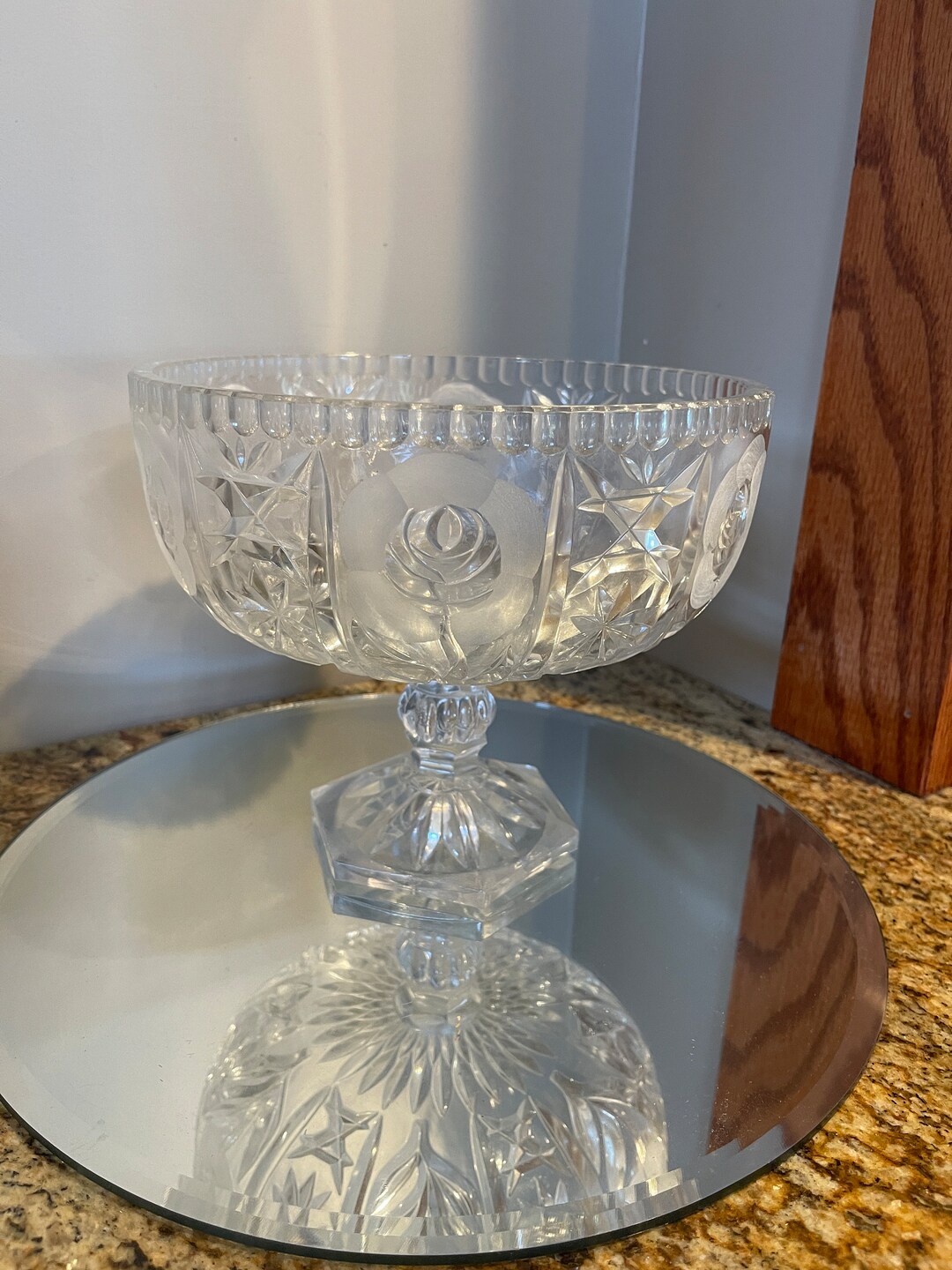 Vintage Cut Glass Compote Bowl - Etsy
