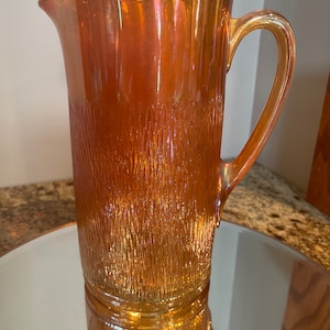 Vintage Jeanette Glass “Tree Bark” Pitcher