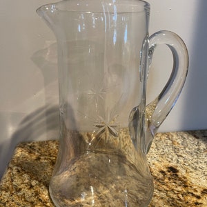 Vintage Etched Glass Pitcher