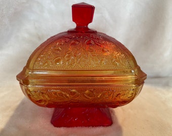 Vintage Amberina Candy Dish