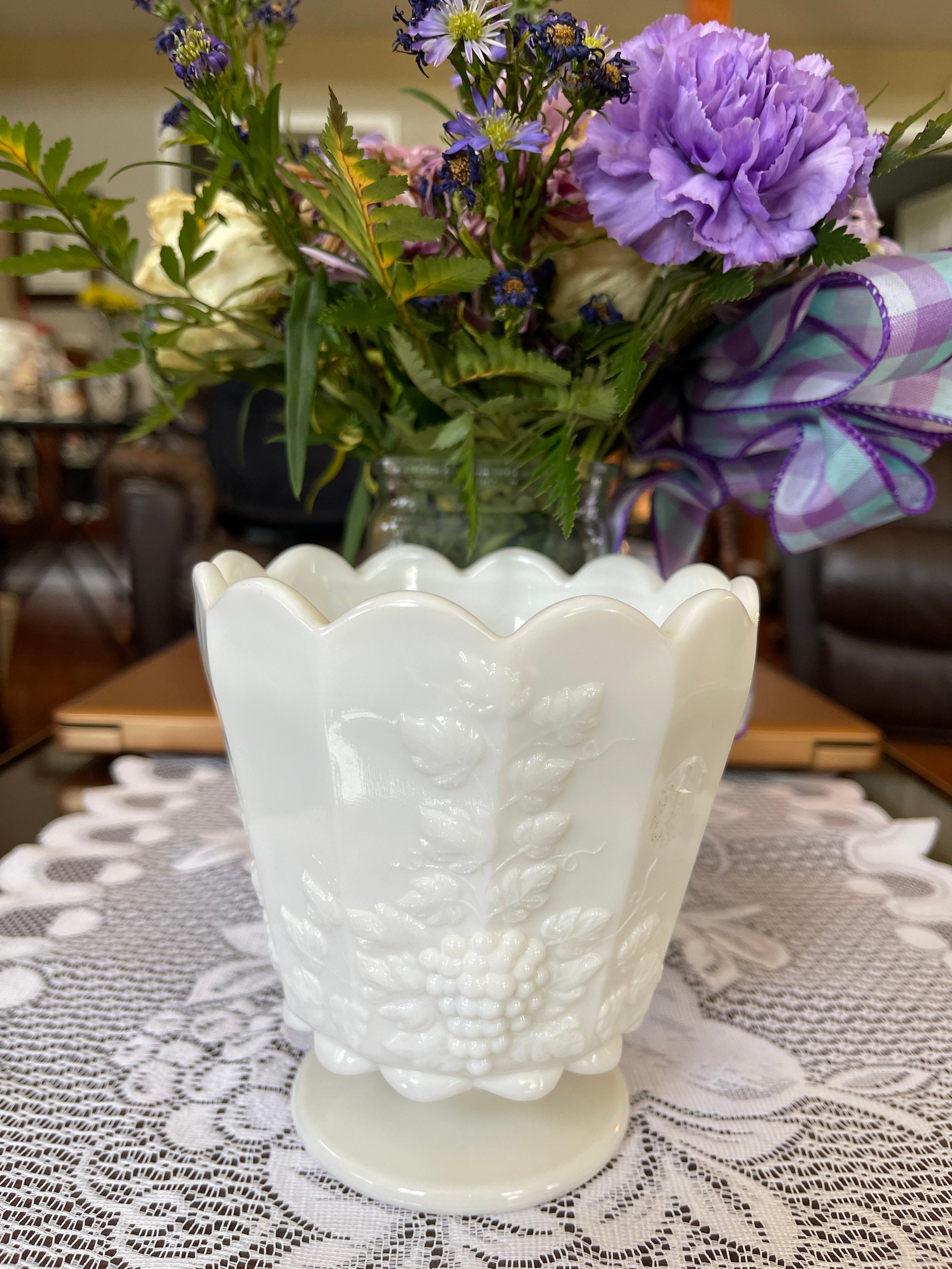 Vintage Westmoreland Milk Glass Vase Etsy