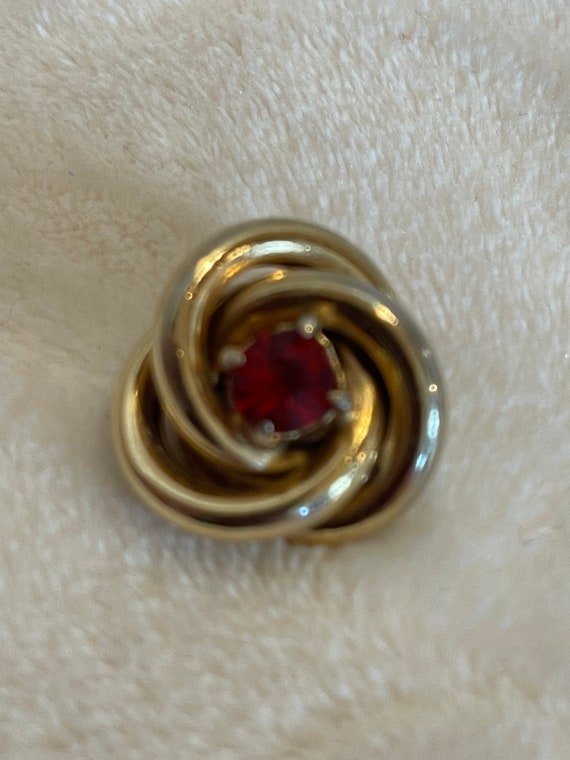 Vintage Gold and Red Stone Pin - image 6