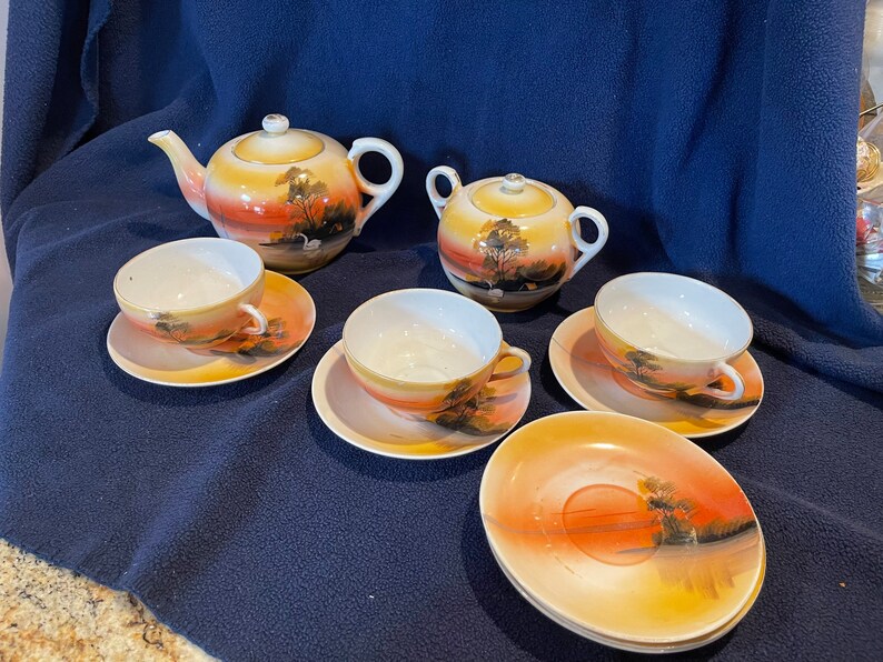 Vintage Hand Painted Japanese Tea Set inventory 2045 Etsy