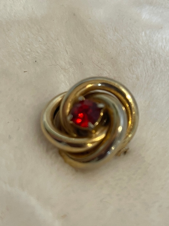 Vintage Gold and Red Stone Pin - image 1