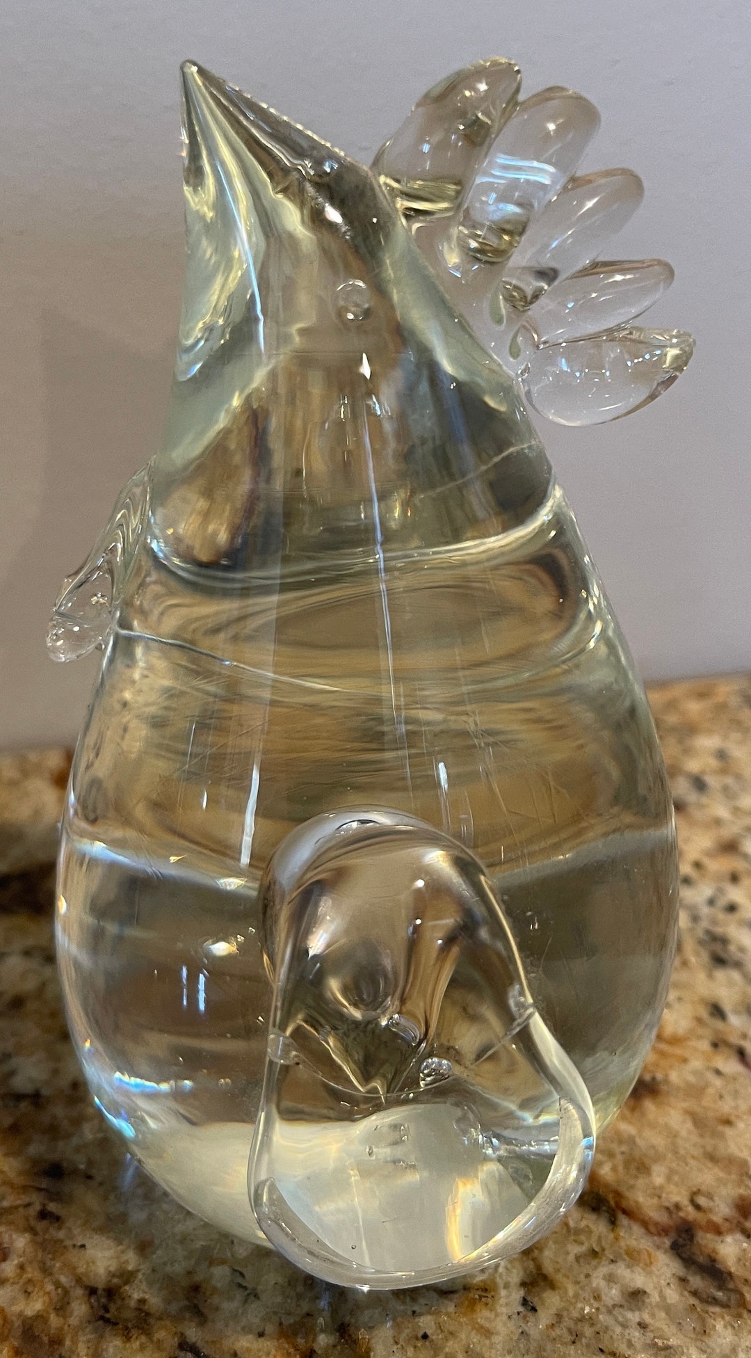 Vintage Clear Chicken Paperweight - Etsy