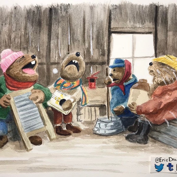 Emmet Otter's Jug Band Christmas 11x17" signed open edition watercolor print.