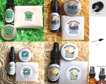 Beard oil, beard balm and beard soap - Beard care, grooming and maintenance combination package by BaldyBeardy. Clean, strong healthy beard