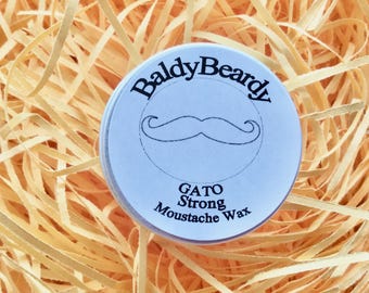 Moustache wax, moustache care, shaping, medium, strong, very strong moustache care, grooming, Bart Randolph, GATO, lip weasel, BaldyBeardy