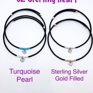 CZ Heart Gemstone  Black Velvet Memory Wire Chokers, Pearl CZ Heart Choker, Turquoise Heart Black Choker, Gold CZ Heart Wire Choker