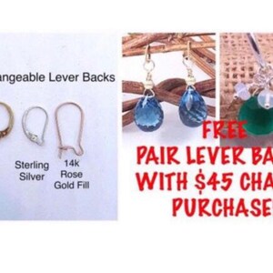 May include: Three different styles of lever back earring findings: 14k gold fill, sterling silver, and 14k rose gold fill.  Free pair of lever backs with $45 charm purchase.
