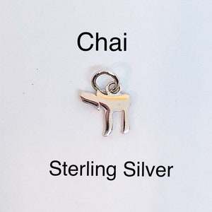 Interchangeable Sterling Chai Jewish Earring Dangle, Sterling Silver Chai Necklace Charm, Sterling Chai Hoop Charm, Jewish Earring Charm