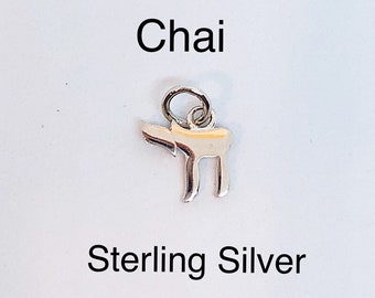 Interchangeable Sterling Chai Jewish Earring Dangle, Sterling Silver Chai Necklace Charm, Sterling Chai Hoop Charm, Jewish Earring Charm