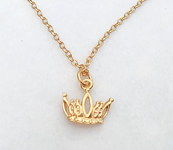 Gold Princess or Queen Crown Necklace 
