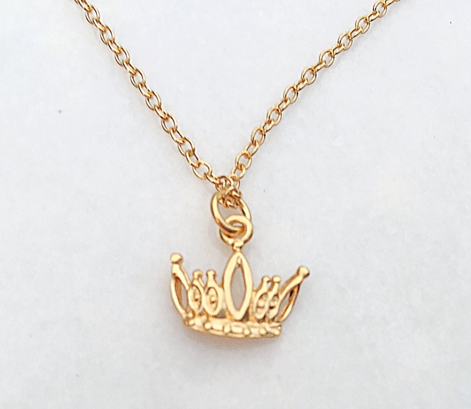Gold Princess or Queen Crown Necklace 