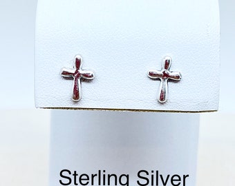 Kinder bis Erwachsene kleine Sterling Kreuz Ohrstecker, einfache Kreuz Sterling Ohrstecker, Sterling Kreuz Ohrstecker, Herren Sterling Kreuz Ohrstecker
