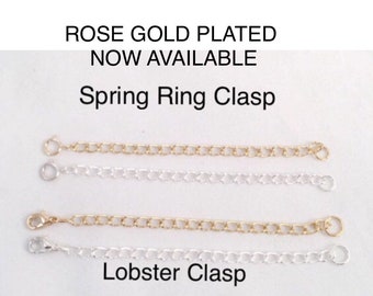 3" Extender Chain Lobster Clasp or Spring Ring in All Finishes for Bracelet or Necklace,  Sterling Gold Fill & Plated Extender