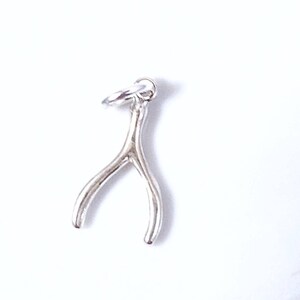 Sterling Wishbone Charms for Earrings, Bracelet, Necklace, Lucky Wishbone Necklace Charm in Sterling, Small Sterling Wishbone Hoop Charm