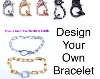 Paperclip Bracelet CZ  Jumbo Lobster Clasp Gold Filled, Thick Paperclip Pave Clasps Bracelets, Jumbo CZ Lobster Clasp on Paperclip Bracelet