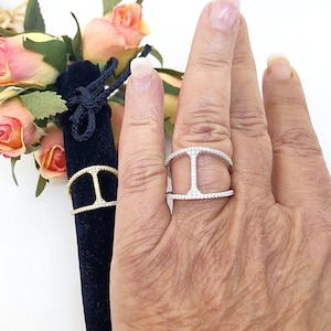 Sale Pave Open Band Ring in Silver Or Gold, Sale Pave CZ Statement Ring, Modern Pave CZ Ring in Gold, Sale Silver Pave CZ Band Ring
