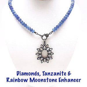 AAA Tanzanite Rondelles & Diamond Lobster Clasp 18” Necklace, Blue Violet Tanzanite Diamond 18” Necklace, Wear With A Pendant or Without