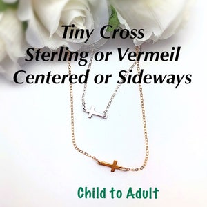 Sideways Cross Sterling or Gold Filled Necklace, Child&#39;s Sideways Cross Necklace, Sterling Sideways Cross Necklace, Gold Filled Cross Choker