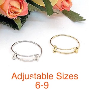 May include: Two adjustable rings, one silver and one gold, with a simple design. The rings are adjustable to fit sizes 6-9.