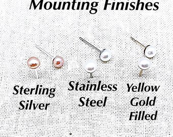 Cultured 4mm White or Pink Pearl Studs in Gold Filled, Sterling, or Stainless Steel, Tiny White or Pink Pearl Studs, Real 4mm Pearl Studs