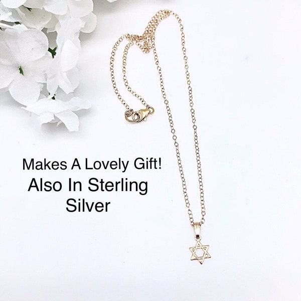 Star of David Necklace for Children & Adults Gold Filled Sterling Silver, Small Star of David Necklace, Bat Mitzvah Gift, Jewish Jewelry