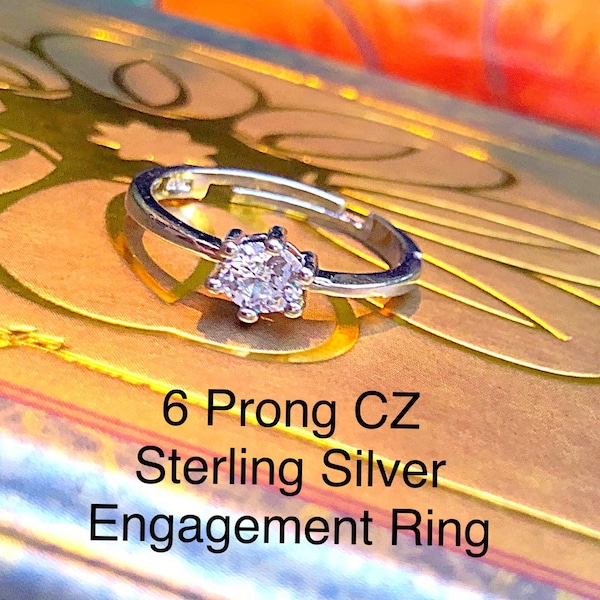 CZ Sterling One Carat Solitaire Engagement Ring, CZ Travel Engagement Ring, One Carat CZ Engagement Ring