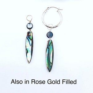 Interchangeable Abalone Marquise Earring Dangle, Abalone Marquise Hoop Charm, Abalone Necklace Charm, Abalone Marquise Hoop Dangle