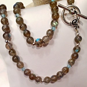 Labradorite Necklace Set, Labradorite Jewelry, Labradorite Apatite Necklace and Earrings, Labradorite Gift Set, Popular Necklace Set