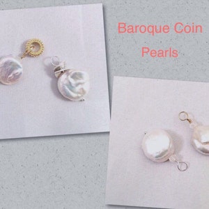 Austauschbar Weiß Barock Münze Perle Charms, Weiß Barock Münze Perle Halskette Anhänger, Weiße Münze Perle Hoop Charme, Münze Perle Charme