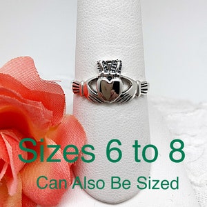 Damen Irish Claddagh Sterling Ring, Sterling Claddagh Ring, irischer Sterling Claddagh Ring, Claddagh Silberring, Herz Claddagh Ring