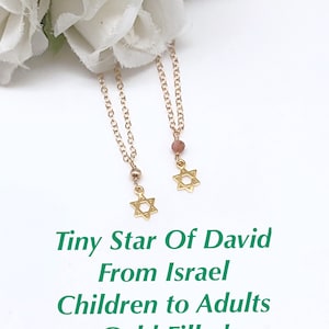 Tiny Israeli Star Of David Gold Filled Necklace For Children to Adults, Israeli Star of David Choker, Child’s Gold Jewish Star Necklace