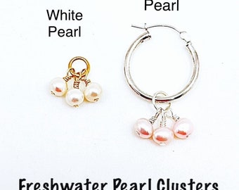 Pingente de argola com pérolas brancas ou rosas intercambiáveis, pingente para colar com pérolas, pingente de argola com pérolas rosas, pingente com pérolas brancas.