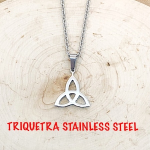 Sale Celtic Triquetra Necklace in Stainless Steel, Sale Celtic Triquetra Stainless Steel Necklace, Sale Unisex Triquetra Stainless Necklace