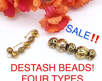 DESTASH Vier Goldzinn Bead Lot Sale! , Abstand auf Kleine und Große Gold Fancy Beads, Destash Großen Loch Gold Beads, Sale Gold Bead Lots