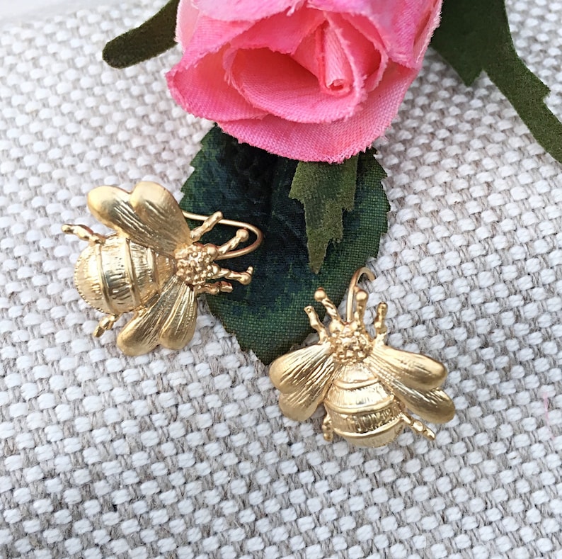 Gold Honey Bee Stud Earrings Gold Bee Stud Earrings Gardners Etsy