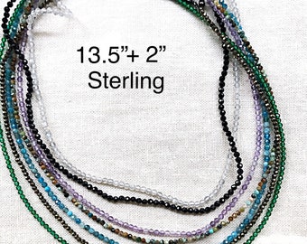 Venta de gargantillas de piedras preciosas para dijes con cadena extensora, venta de gargantillas de piedras preciosas semipreciosas con extensor de 2", gargantillas de gemas adolescentes de 13.5”+ 2”
