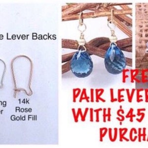 May include: Three different styles of lever back earring findings: 14k gold fill, sterling silver, and 14k rose gold fill.  Free pair of lever backs with $45 charm purchase.