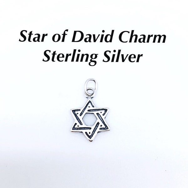 Star of David Charm Sterling Silver, Small Sterling Jewish Star Charm, Star of David Pendant Sterling, Jewish Star Hoop Charms