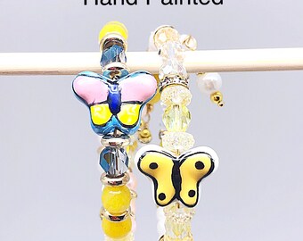 TOFBS Set 2 Bracciali Donna Con Farfalla E Cristalli - Elastici E Regolabili, Idea Regalo Per Mamma - 2