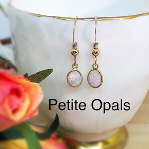 Petite Opal Stud/Hook Gold Dangle Earrings, Small Gold Oval Opal Stud Earring, October Opal Birthstone Earrings, Opal Dangle Stud Earring