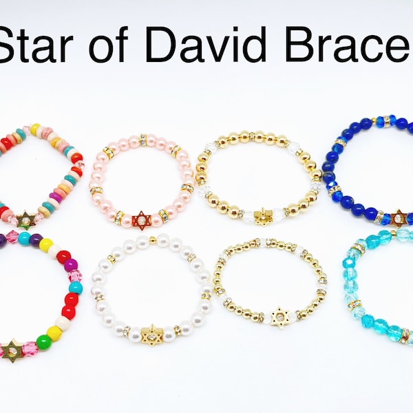 Gold Star of David Stretch Bracelets Child to Adult, Gold Stainless Star of David Child to Adult Bracelets, Gold Jewish Star Bracelets