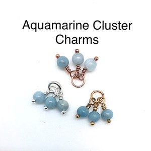 Interchangeable Aquamarine Earring Cluster or Necklace Dangle, Aquamarine Hoop Cluster, March Birthstone Charm, Aquamarine Cluster Charm