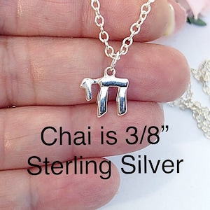 Sterling Silver Chai Charm Necklace, Childrens Sterling Chai Charm Necklace,  Small Chai Sterling Pendant Necklace, Chai Sterling Choker
