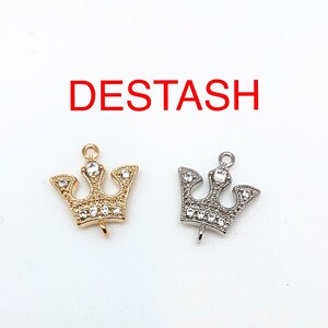 Destash CZ Crown Connectors Gold or Silver, Lot Sale CZ Tiara Connectors, Destash CZ Crown Connectors Lot